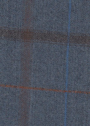 Grey/blue with brown/blue/orange check