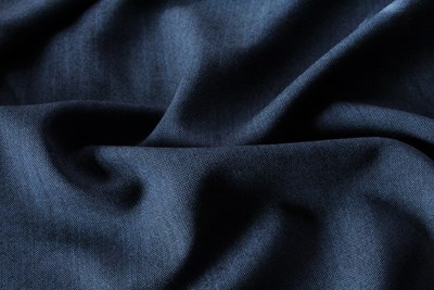 Mid Blue / Black Plain Hopsack Weave