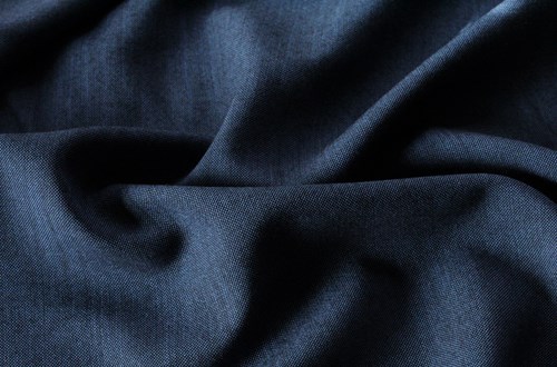 Mid Blue / Black Plain Hopsack Weave