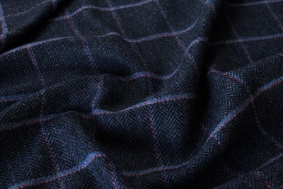 Blue/Grey herringbone w/pink/lt blue windowpane