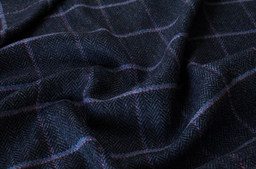 Blue/Grey herringbone w/pink/lt blue windowpane